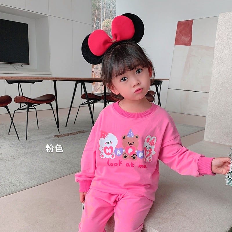 HappyOliver PASSWORD HAPPY TRIO PANDA Setelan Sweater 1 - 7 Tahun Baju Anak BerKualitas