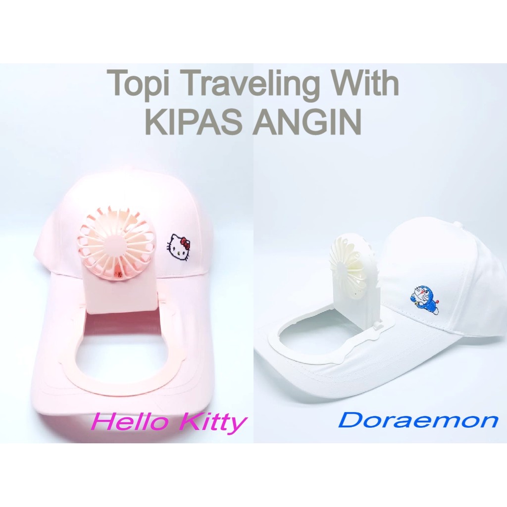 Topi Traveling With Kipas Angin USB/ Topi Karakter Musim Panas