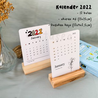Jual Kalender Meja 2022 + Penyangga/dudukan kayu | Kalender Aesthetic ...