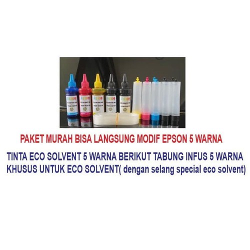 

TINTA ECO SOLVENT EPSON SIAP MODIF DENGAN PAKET MURAH 5 WARNA