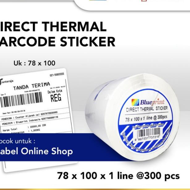 

◙ BLUEPRINT - Direct Thermal Sticker / Label Stiker 78x100 mm - 300pcs ❈