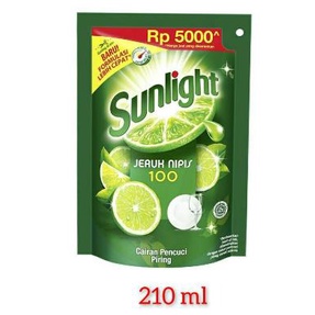 ^ KYRA ^ Sunlight Cairan Pencuci Piring Jeruk Nipis Formulasi Baru Pouch Refill - Kemasan 210 ml