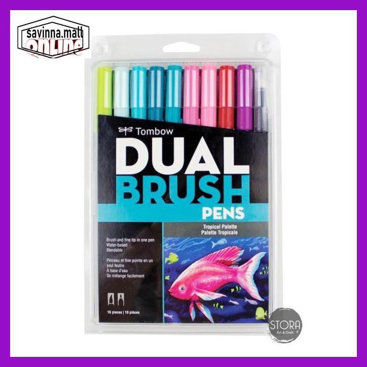 

U0Uo879- Tombow Dual Brush Pen Art Markers - Tropical 10 Warna Y7Ry688-