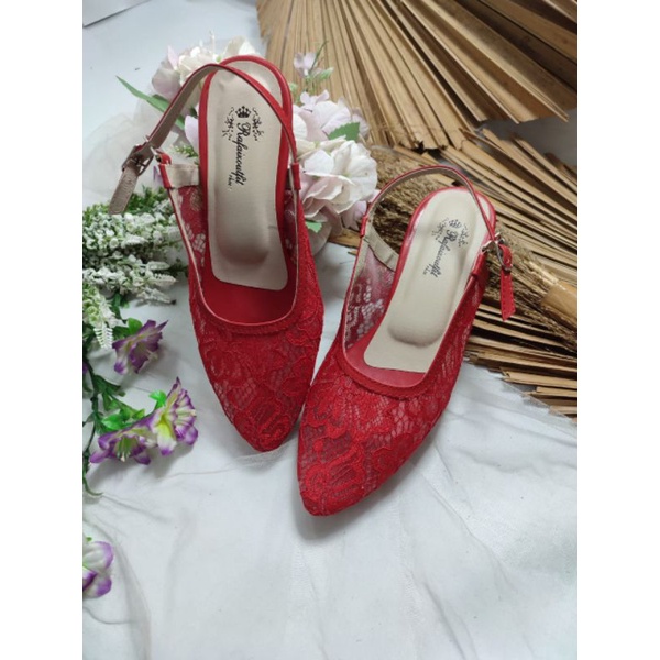 sepatu Clarisa merah cabe tinggi 7cm