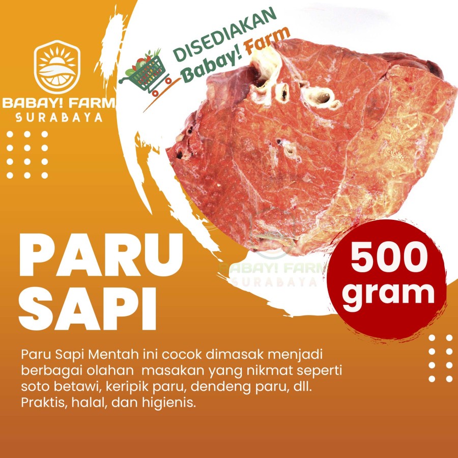 

Paru Sapi / Beef Lungs Mentah 500 gram