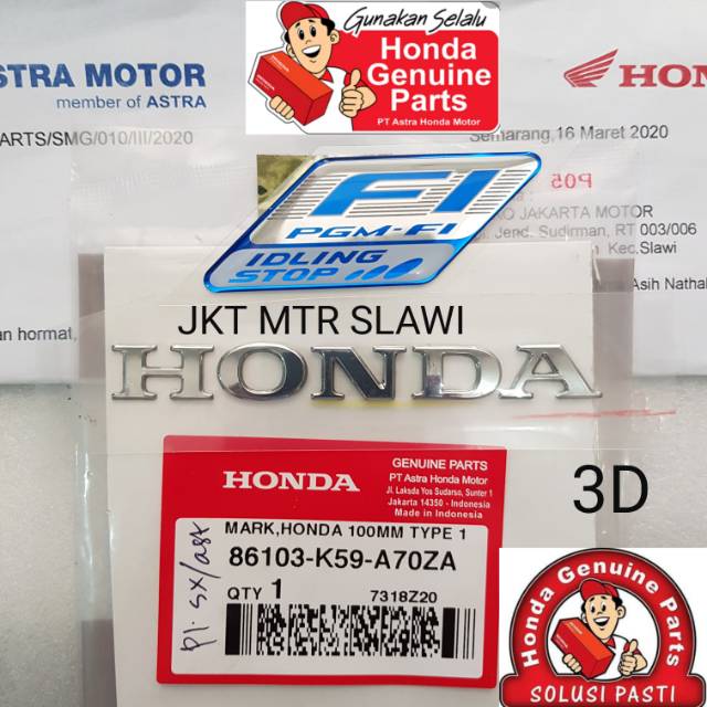 86103-K59_A70ZA Emblem sticker logo Gonda 3D vario 125 f1 vario 150 f1 2018 - 2019 ori AHM