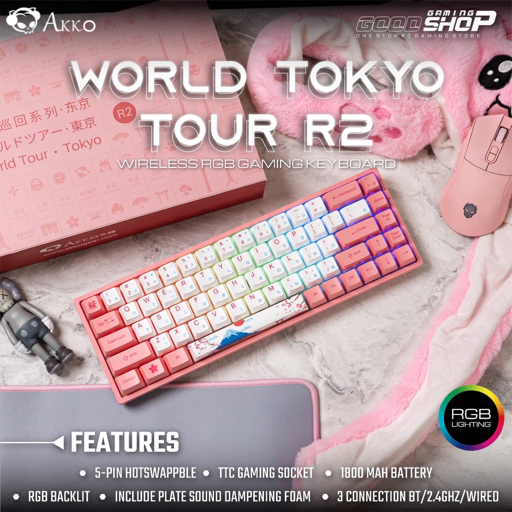 Akko 3068B World Tour Tokyo R2 3mode RGB Hotswap 68% - Gaming Keyboard