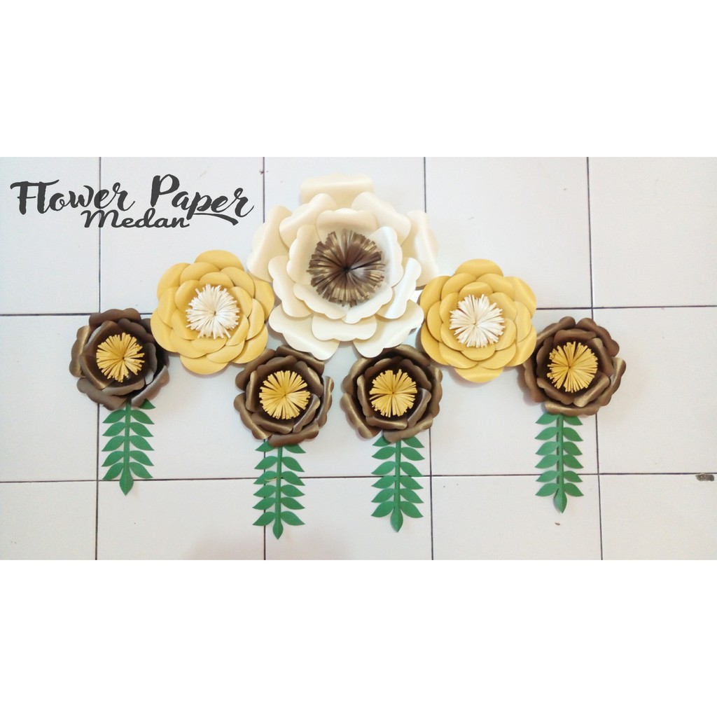 

(TERMURAH) paper flowers bunga kertas dekorasi murah coklat gold natural