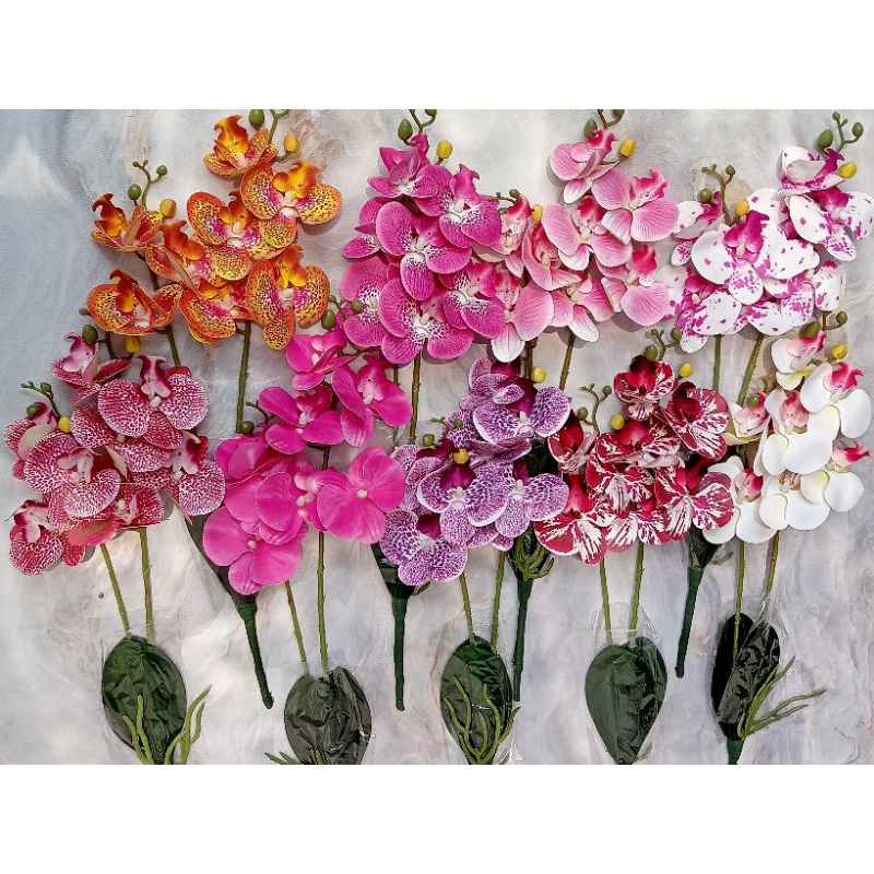 bunga anggrek bulan artificial jumbo latek cabang 2 / anggrek tiruan / anggrek plastik