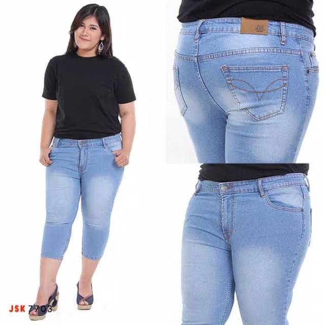 Celana Jumbo Size Big Size Wanita Jeans Celana Pendek Jeans JSK Jeans