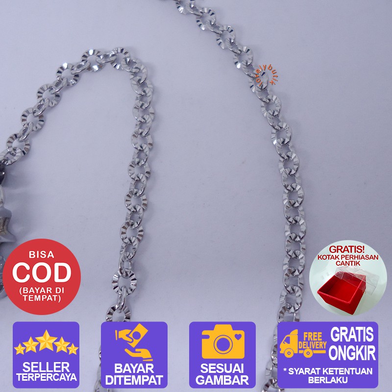 Lovelybutik Kalung Titanium Anti Karat Kalung Wanita Titanium Model Crystal  BONUS KOTAK PERHIASAN