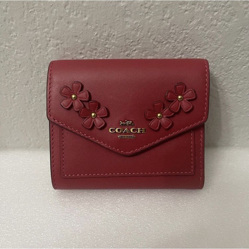Dompet Coach original - Coach small wallet with floral applique