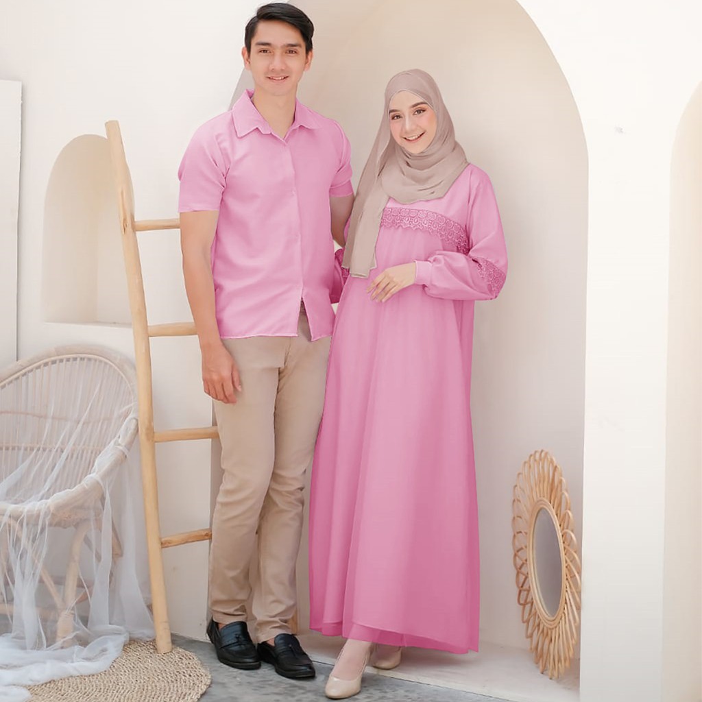 TERBARU VALLINA OUTFIT - ZOYA COUPLE BAJU PASANGAN CP DRESS GAMIS SET KEMEJA MUSLIM LEBARAN PREMIUM