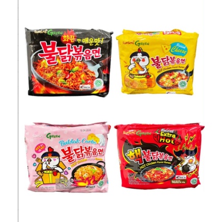 Samyang Chicken Ramen Green Hot Buldak Cheese Carbonara Extreme 140g (Mie Instan Korea Halal)