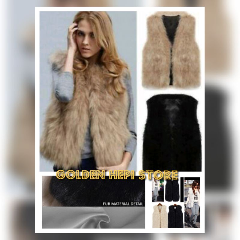 Banana Republik Jaket Rompi Vest Faux Fur Rompi Musim Dinginal Original Branded