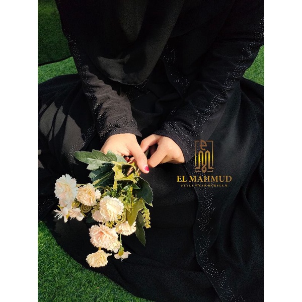❣️kayyisa❣️ ABAYA AMEERA DRESS ARAB TURKEY GAMIS HITAM JETBLACK BASIC KOMBINASI SIFON SILKY MANIK HI