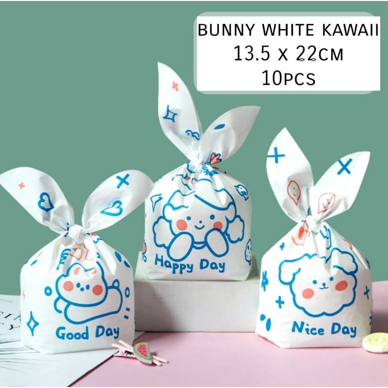 10pcs PLASTIK BUNNY GODDIE BAG HADIAH MINI LUCU TED KAWAI