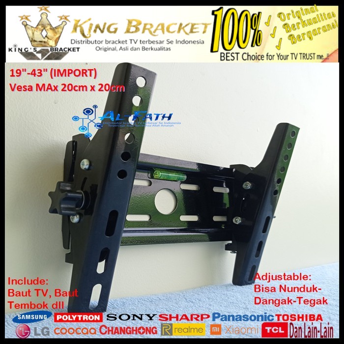 Bracket TV REALME 19 s/d 43 inch IMPORT QUALITY Garansi 100% cocok