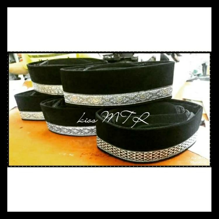 paling murah Peci Pitung Betawi hitam bludru motif list renda murah kopiah songkok terbaik