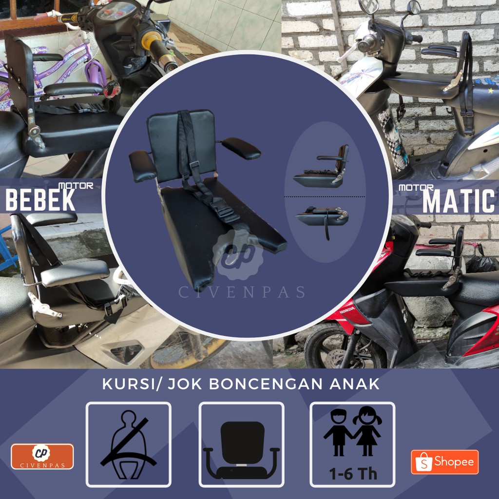 JOK PORTABLE KURSI BONCENG ANAK DI MOTOR MATIC DAN BEBEK