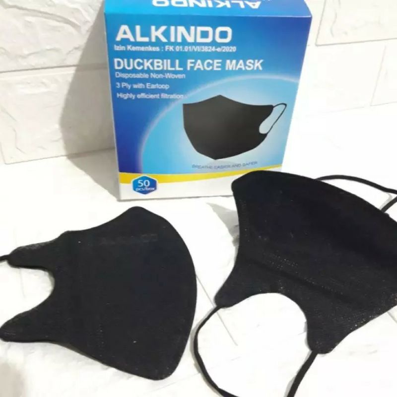 Masker Duckbill Alkindo isi 50Pcs -EARLOOP/CANTOL- (HITAM)