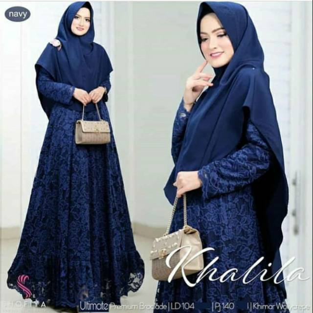 Khalila dress (Satu Set) gamis syari/dress Pesta (gratis Ongkir)