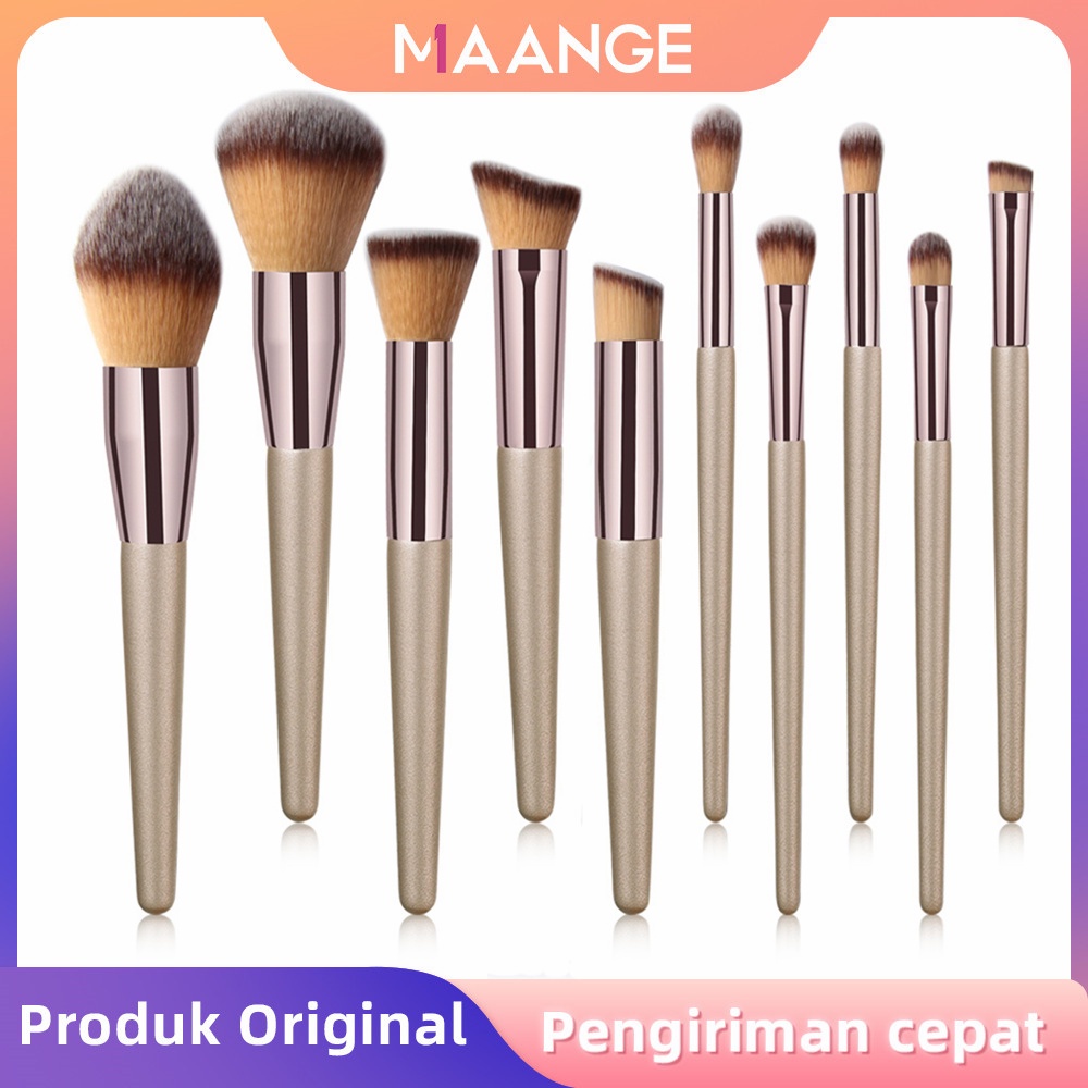 MAANGE Brush Make Up 10Pcs Luxury Champagne Kuas Make Up Set 5773