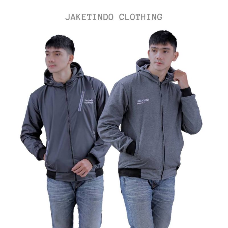 JAKET BOMBER HOODIE 2 IN 1 JAKET PRIA BOLAK BALIK