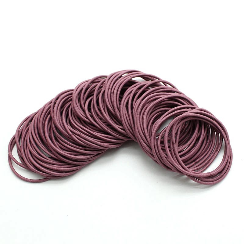 ( Fy ) COD Ikat Karet Rambut  100pcs+pouch Warna Polos Gaya Korea / Ikat Rambut Elastis-UNGU