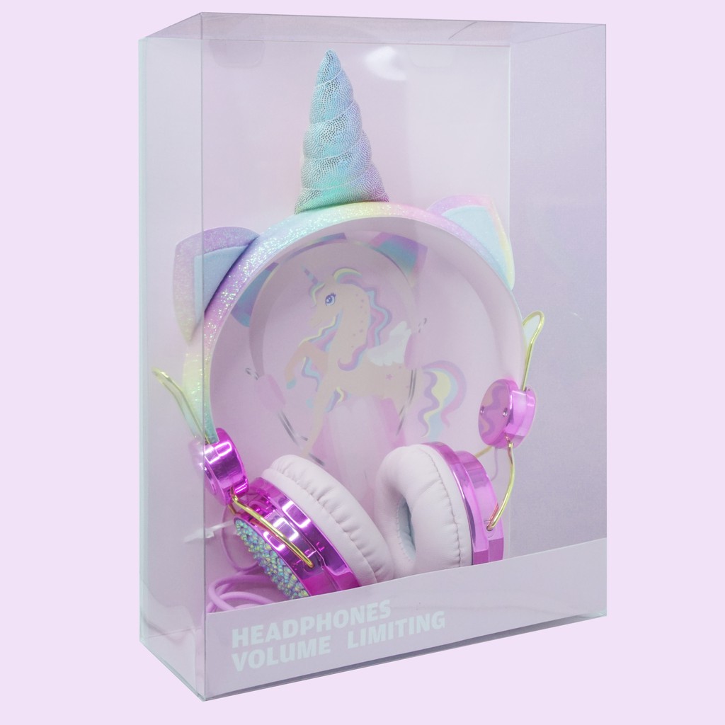 Headset/Headphone Bando Karakter Motif Unicorn Diamond Import Glitter Plus Mic