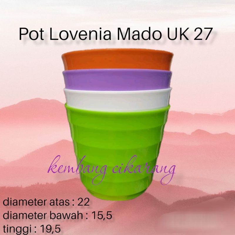 POT LOVENIA MADO 27 (22cm) pot bunga plastik putih dan warna warni pot tanaman cantik glosy bagus