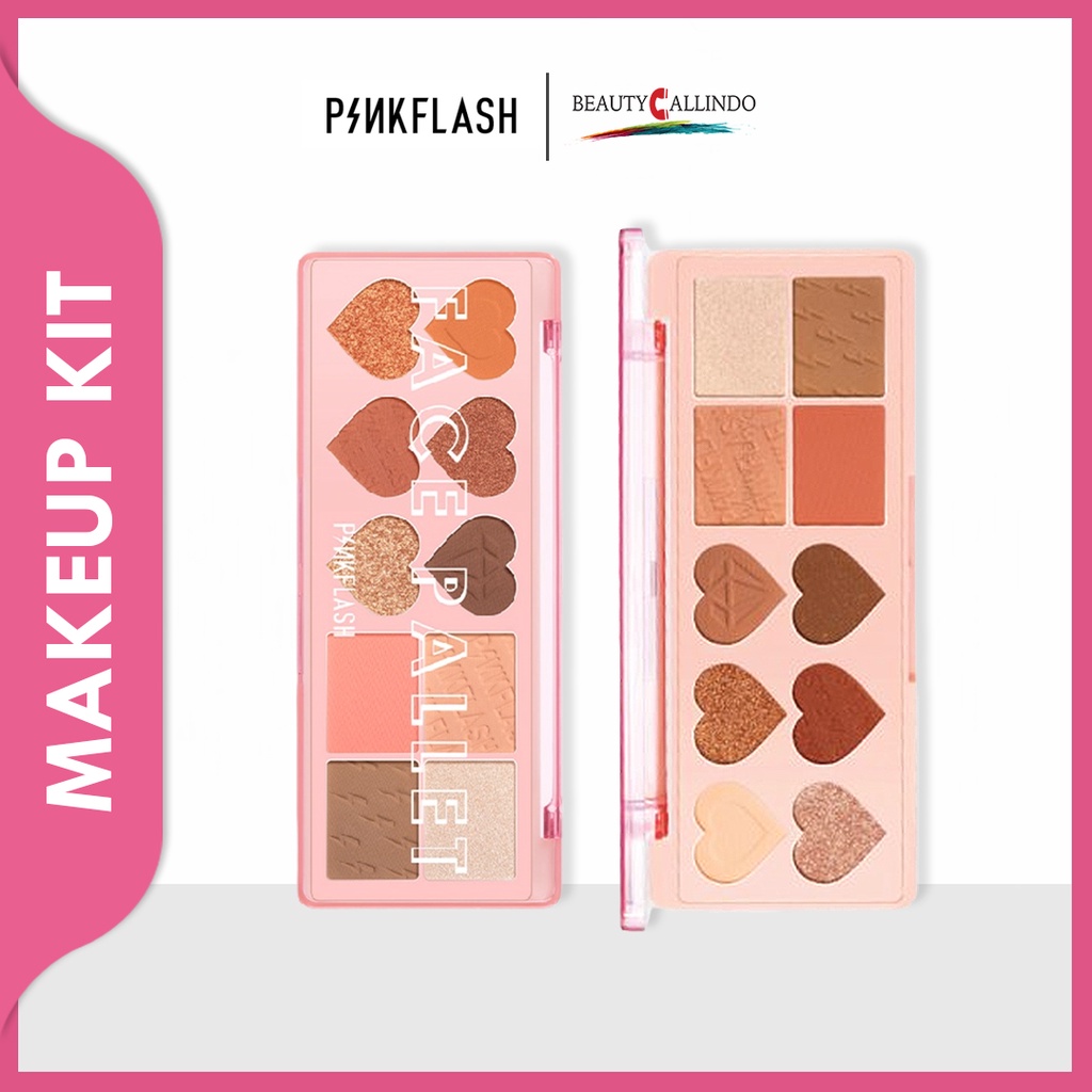 PINKFLASH EYESHADOW AND FACE PALLETE #ohmylove 4 in 1 Multiple Face Palette  PF-M02