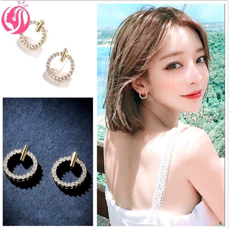 Anting Circle Rhinestone Wanita Fashion Korea