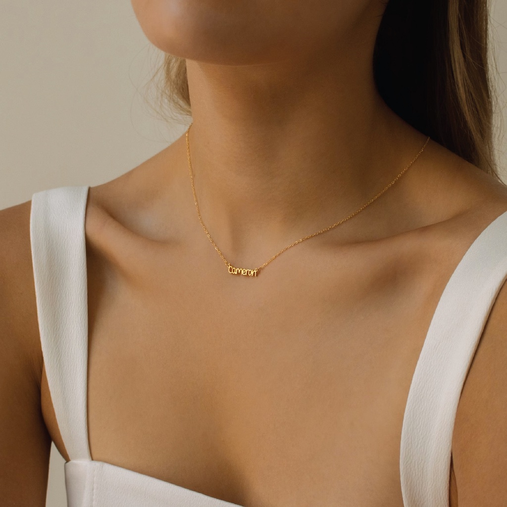 Kalung Nama Simple Terbaru Style Minimalis Pilihan Font Gold