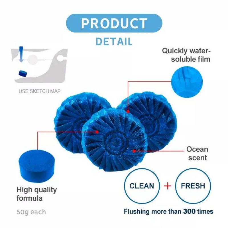 Tablet Biru Bulat Pembersih Penyegar Kloset Toilet Cleaner Anti Kuman