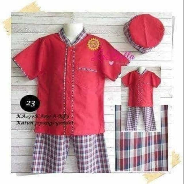 Koko anak la bella warna merah celana kotak  usia 2, 3, 4, 5, 6, 7, 8, 9, 10, 11, 12 tahun