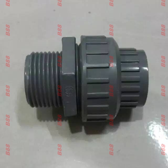 B88 Watermoor PVC 1 Inch Drat Luar Union Sock PVC Watermur PVC 1 Inc x 1/2 Bie88