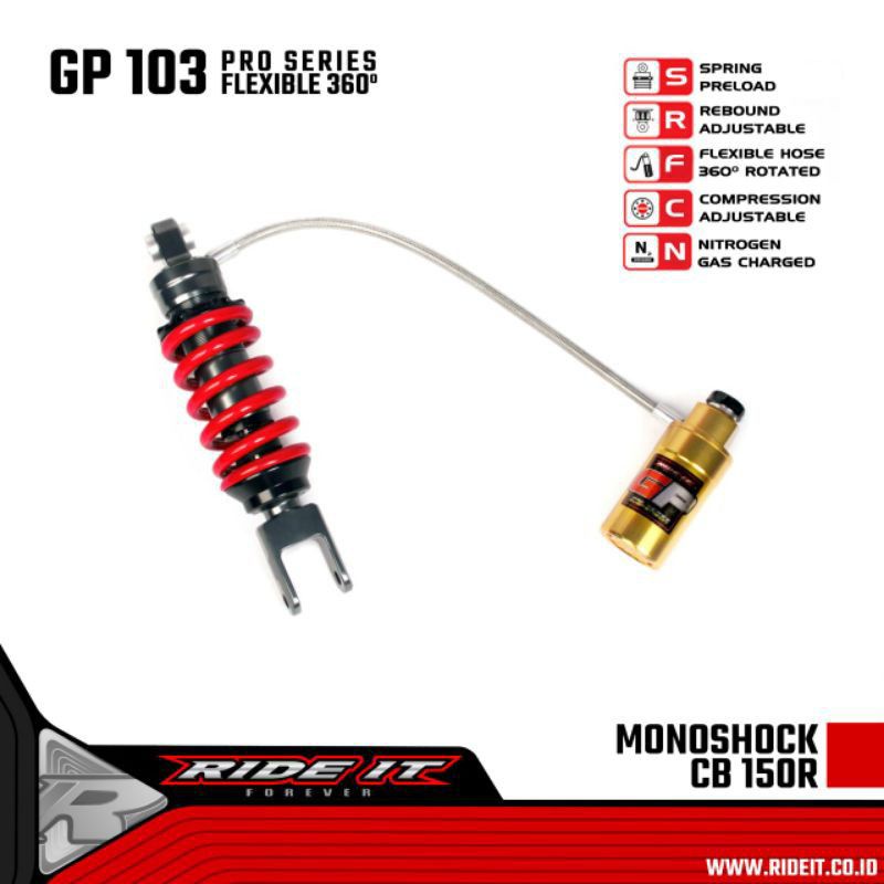 MONOSHOCK RIDE IT GP 103 TABUNG PISAH HONDA CBR 150 CB150 300MM