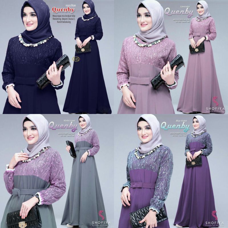 GAMIS BROKAT KOMBINASI POLOS / GAMIS KONDANGAN / GAMIS LEBARAN QUENBY