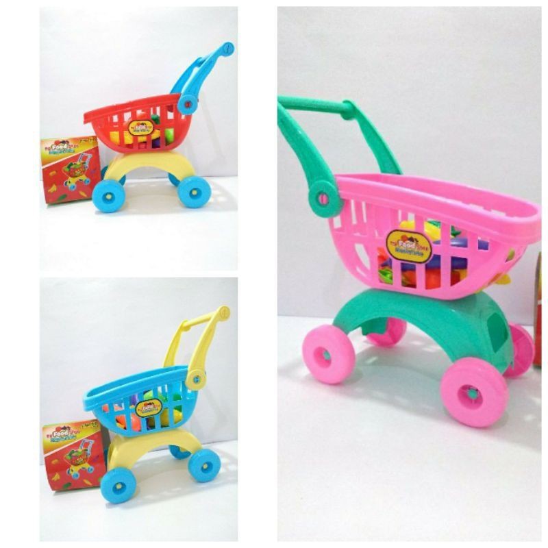 Mainan anak dorongan supermarket/shopping Trolly