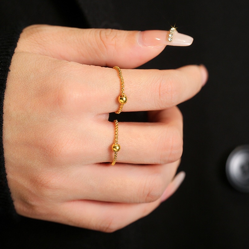 Cincin Titanium Gold Boba Simple Elegan Fashion Korea Style