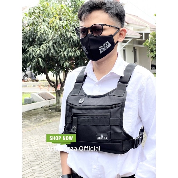 TAS DADA PRIA KOREA TERBARU CHEST RIG BAG ORIGINAL NEISDA BLACK V2