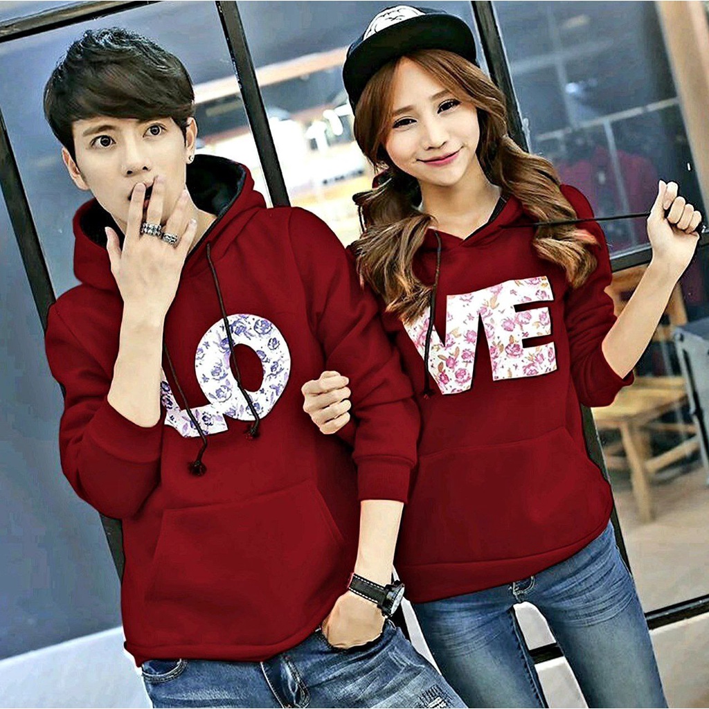 SWEATER COUPLE LOVE SEPASANG HOODIE PRIA WANITA / KASUAL TERLARIS / ATASAN