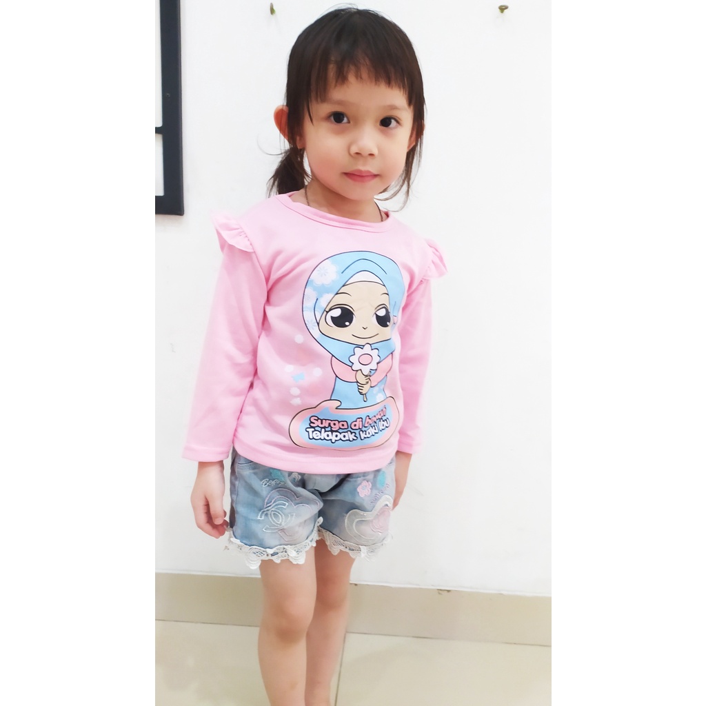 VISION ONLINE-KAOS ANAK PEREMPUAN BAYI 1 2 3 TAHUN LENGAN PANJANG HIJAB SURGA MURAH IMPORT KOREA COD