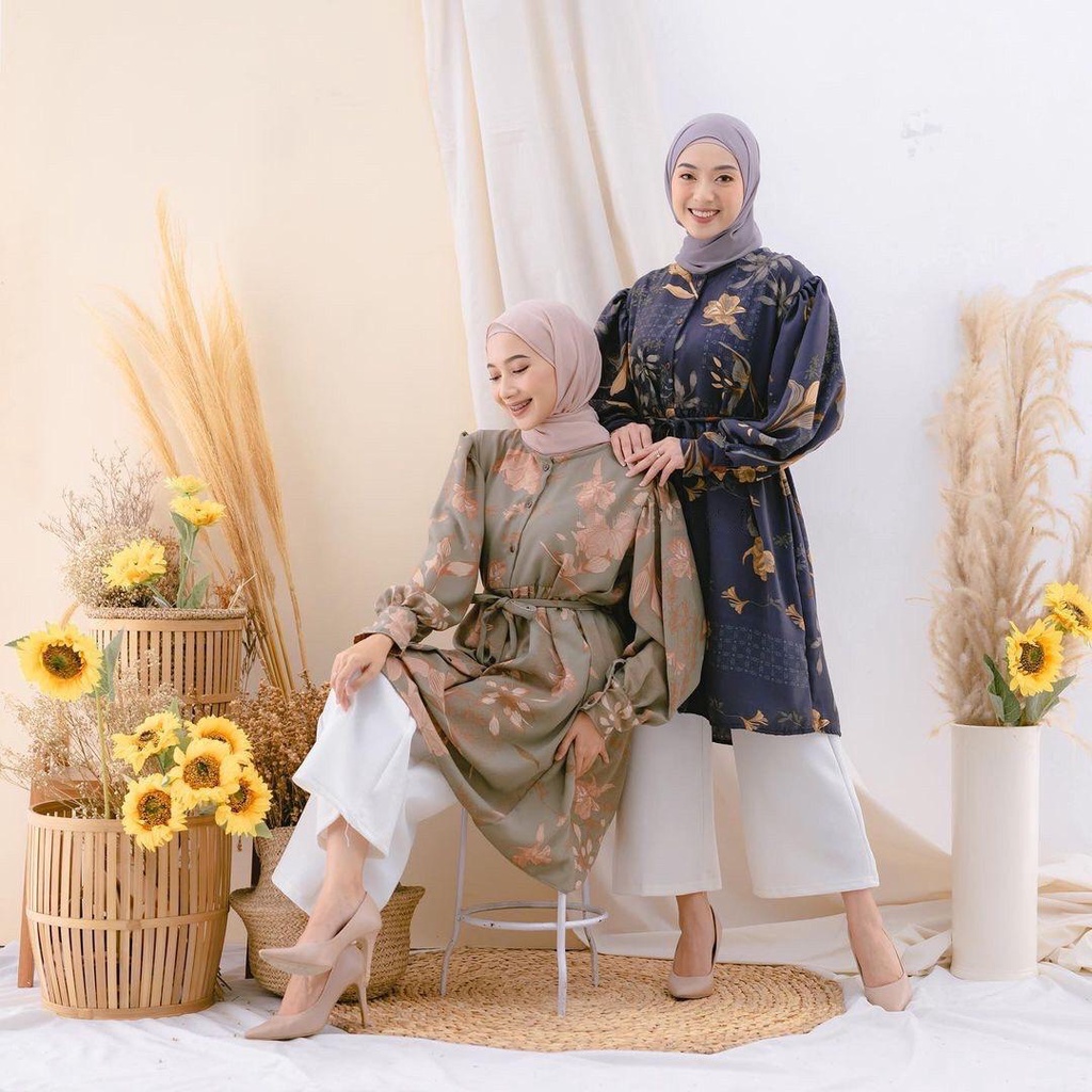 Tunik prada crepe XL baju tunik motif baju long tunik katun rayon super jumbo XXXL LD 120 murah COD