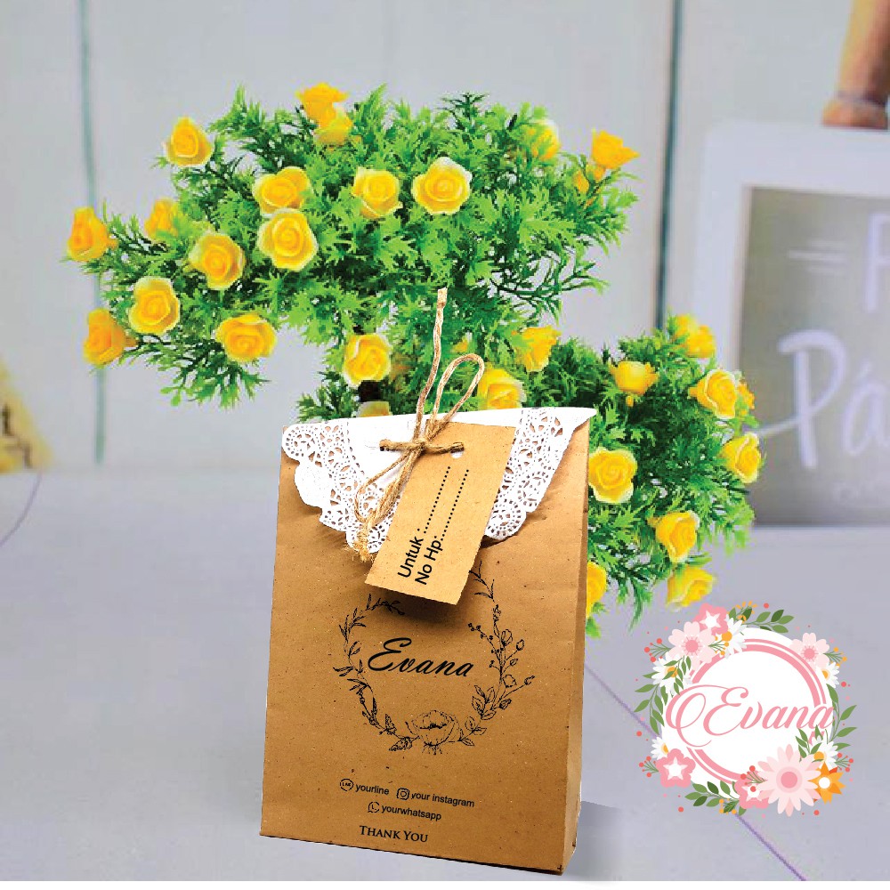 

PAPERBAG TAS KERTAS WITH LABEL TALI RAMI CUSTOM DESIGN SUKA -SUKA SIZE12 X 3.5 X 16 CM