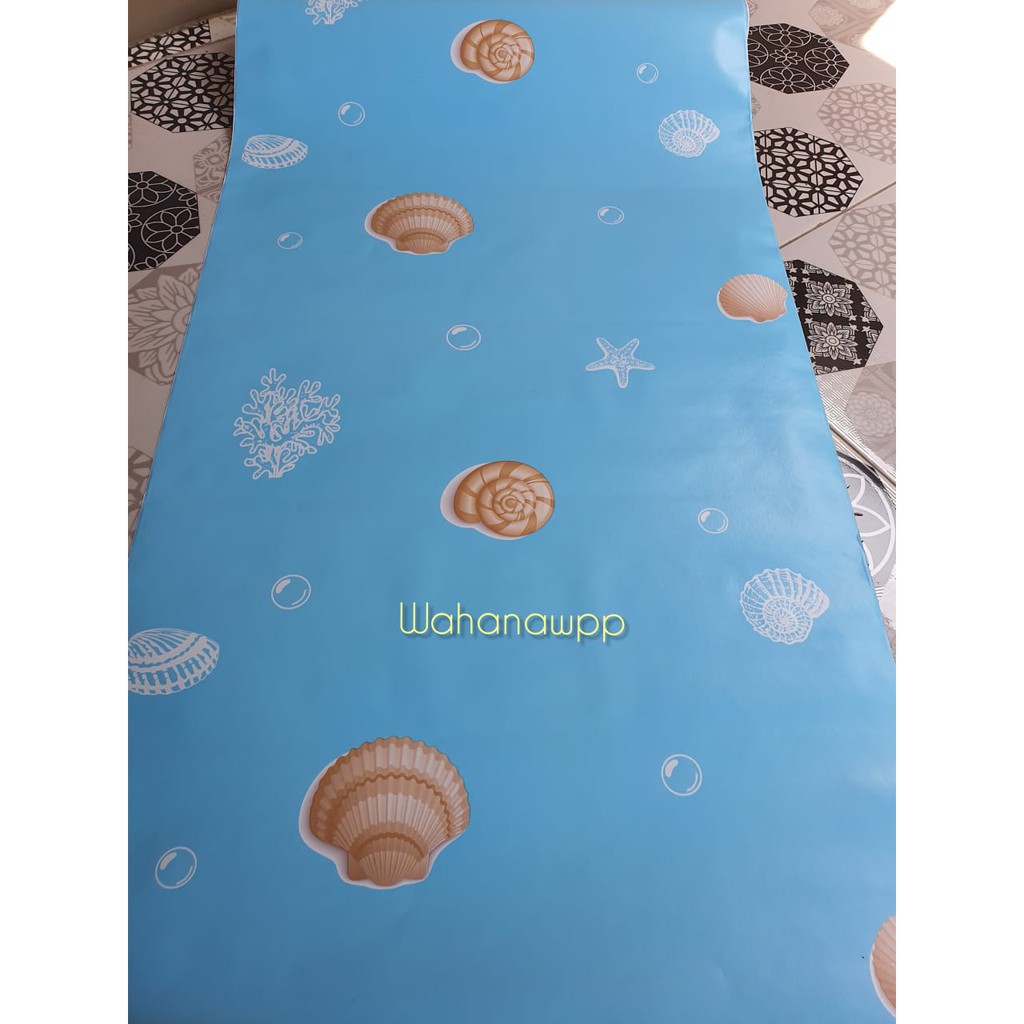 WALLPAPER DINDING MOTIF KERANG BIRU UK: 45 CM X 9 METER