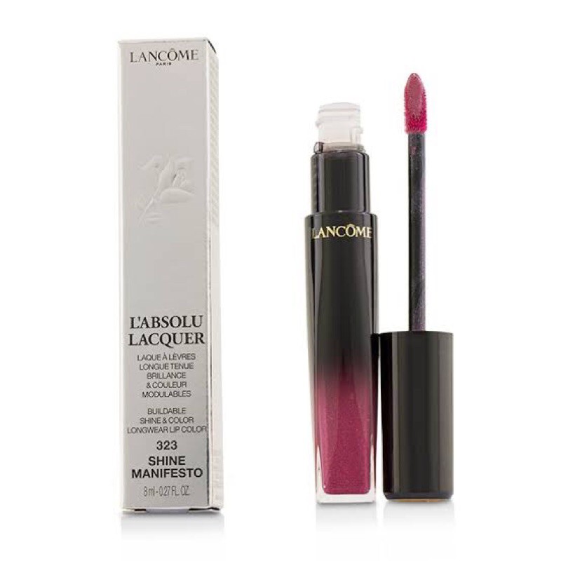 LIPSTICK GLOSSY LANCOME L'ABSOLU LACQUER GLOSS IN SHINE MANIFESTO (MAUVE PINK SHIMMER)ORIGINAL MURAH