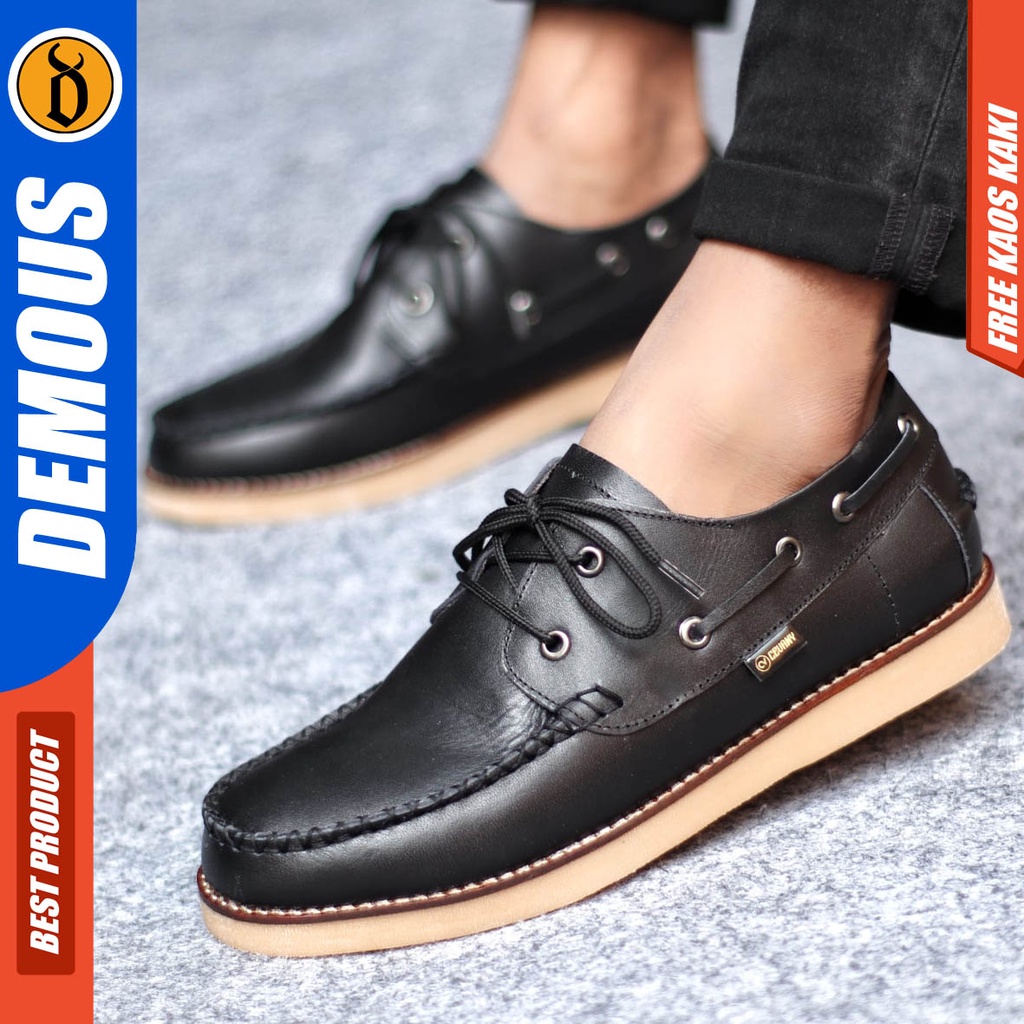 Sepatu Kulit Pria Casual Formal Kerja Hitam Coklat Demous Davis