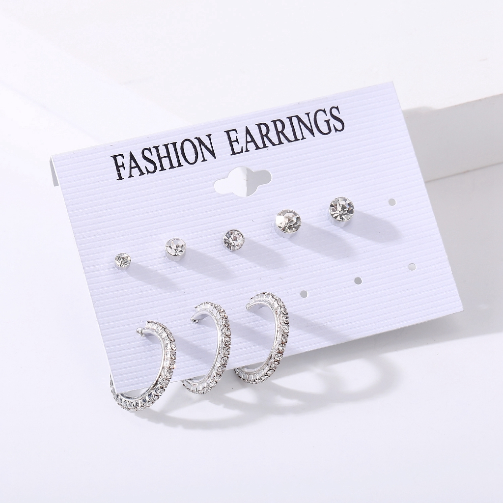 YEEZII Anting-Anting Hiasan Kristal Warna Emas Dan Perak Gaya Retro Vintage Untuk Wanita